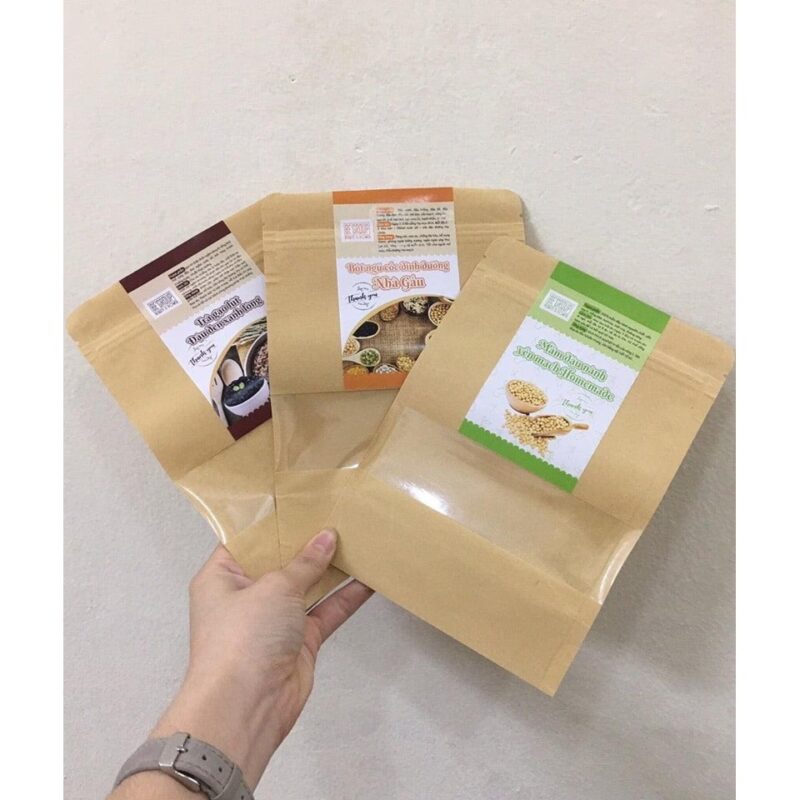 Mẫu túi zip đáy đứng màng ghép giấy Kraft có cửa sổ