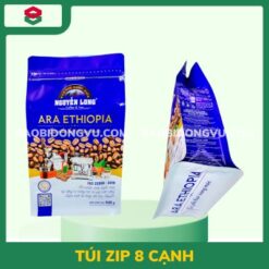 túi zip 8 cạnh đựng cà phê hạt