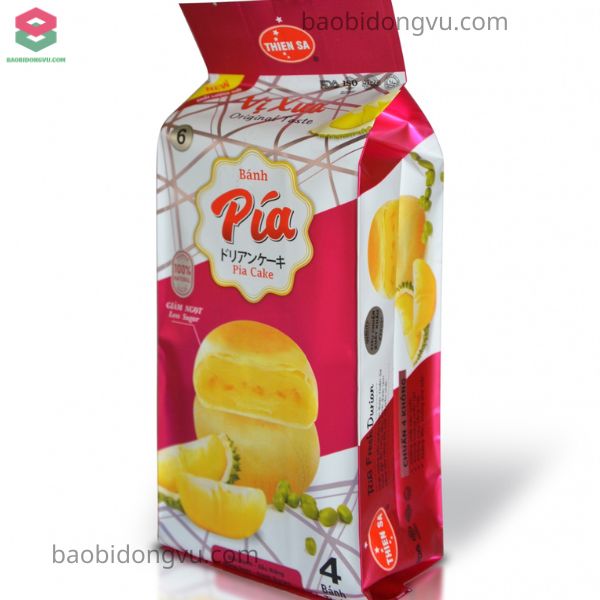 Bao bì bánh pía dạng túi xếp hông ép bốn cạnh