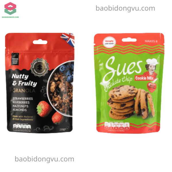 Bao bì bánh quy dạng túi zip đáy đứng