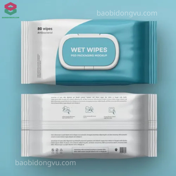 Thông tin in trên bao bì khăn ướt đầy đủ 