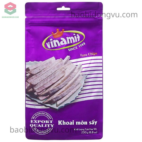 Màu sắc bao bì khoai môn sấy