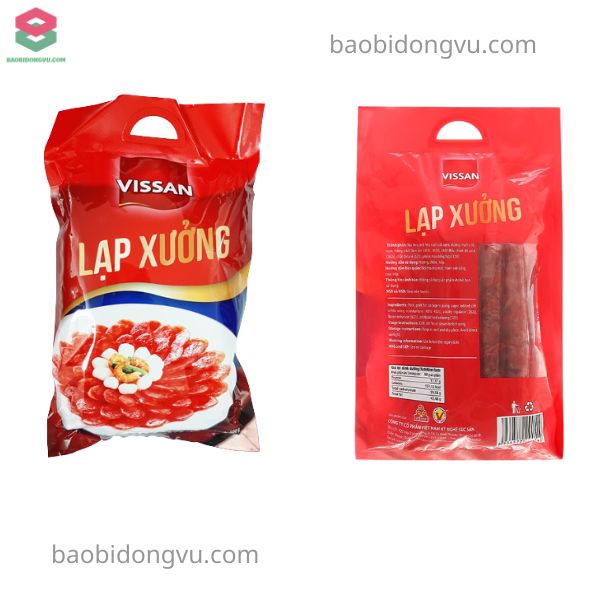 Nội dung thể hiện trên bao bì lạp xưởng