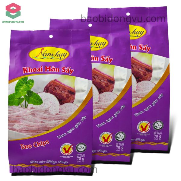 Bao bì khoai môn sấy túi zip hàn 3 biên