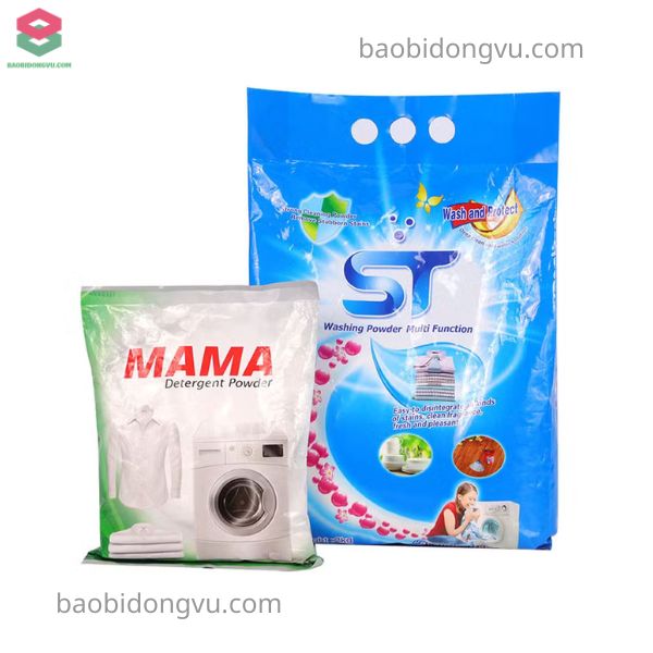 Mẫu bao bì có tay cầm đục lỗ và túi gối đựng nước giặt