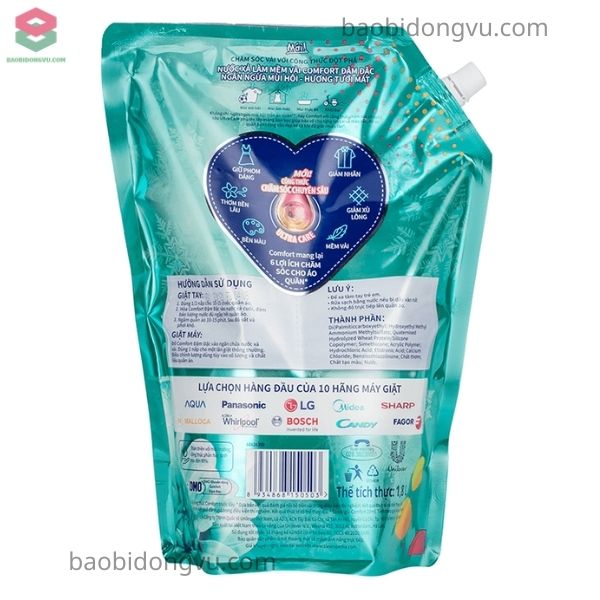 Thông tin in ấn chi tiết trên bao bì xả vải