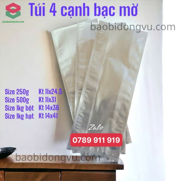Túi 4 cạnh bạc mờ