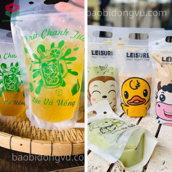 Mẫu túi zip trà chanh, túi zip trà sữa 2 mặt trong