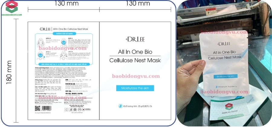 Bản thiết kế và mẫu túi mặt nạ thực tế tại Đông Vũ