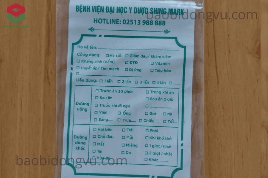 Túi zip đựng thuốc in thông tin nhà thuốc