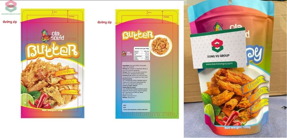 bảng thiết kế và túi thực tế được in không trục tại Đông Vũ