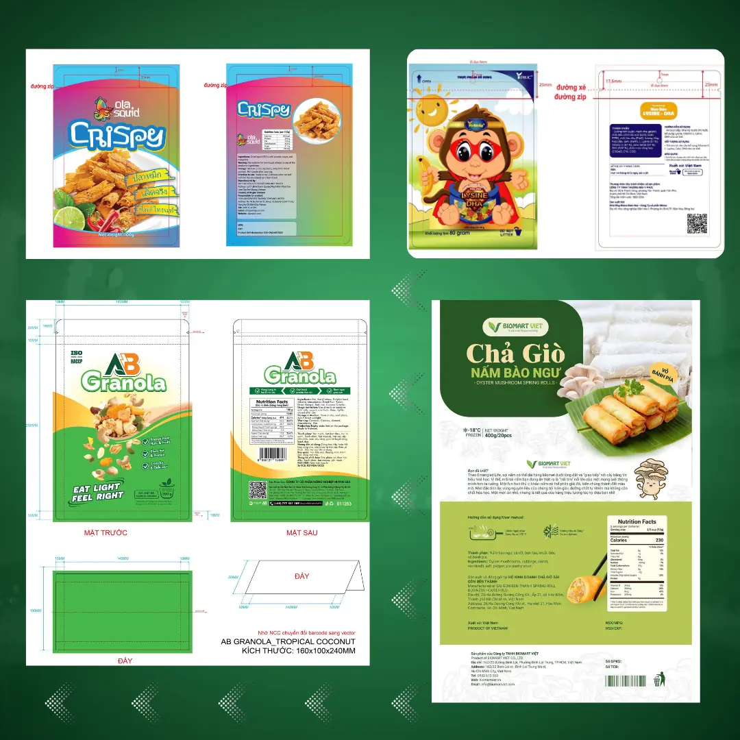 Thiết kế và in ấn túi 3 biên màng ghép ống đồng sắc nét