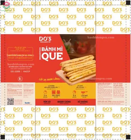 thiết kế của túi hàn lưng giữa đựng bánh mì que