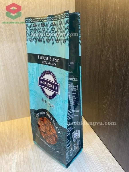 túi 4 biên màng ghép in ấn nhiều màu đựng cà phê