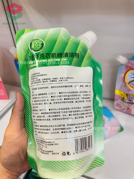 thông tin mặt sau của túi có vòi đáy đứng