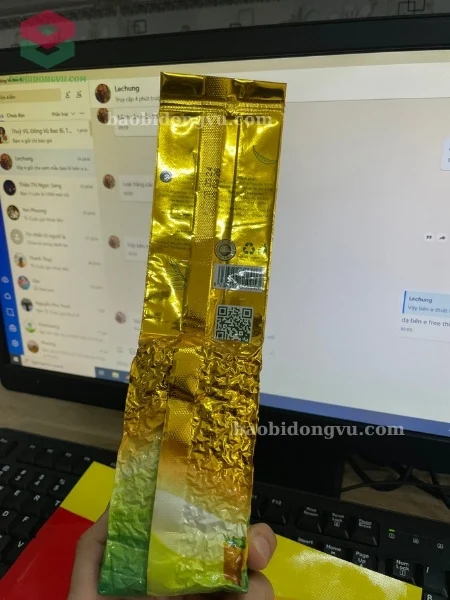 túi xếp hông hàn lưng ghép màng mpet đựng trà được hút chân không