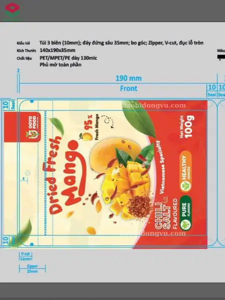 File thiết kế bao bì đựng xoài xấy dẻo in ống đồng