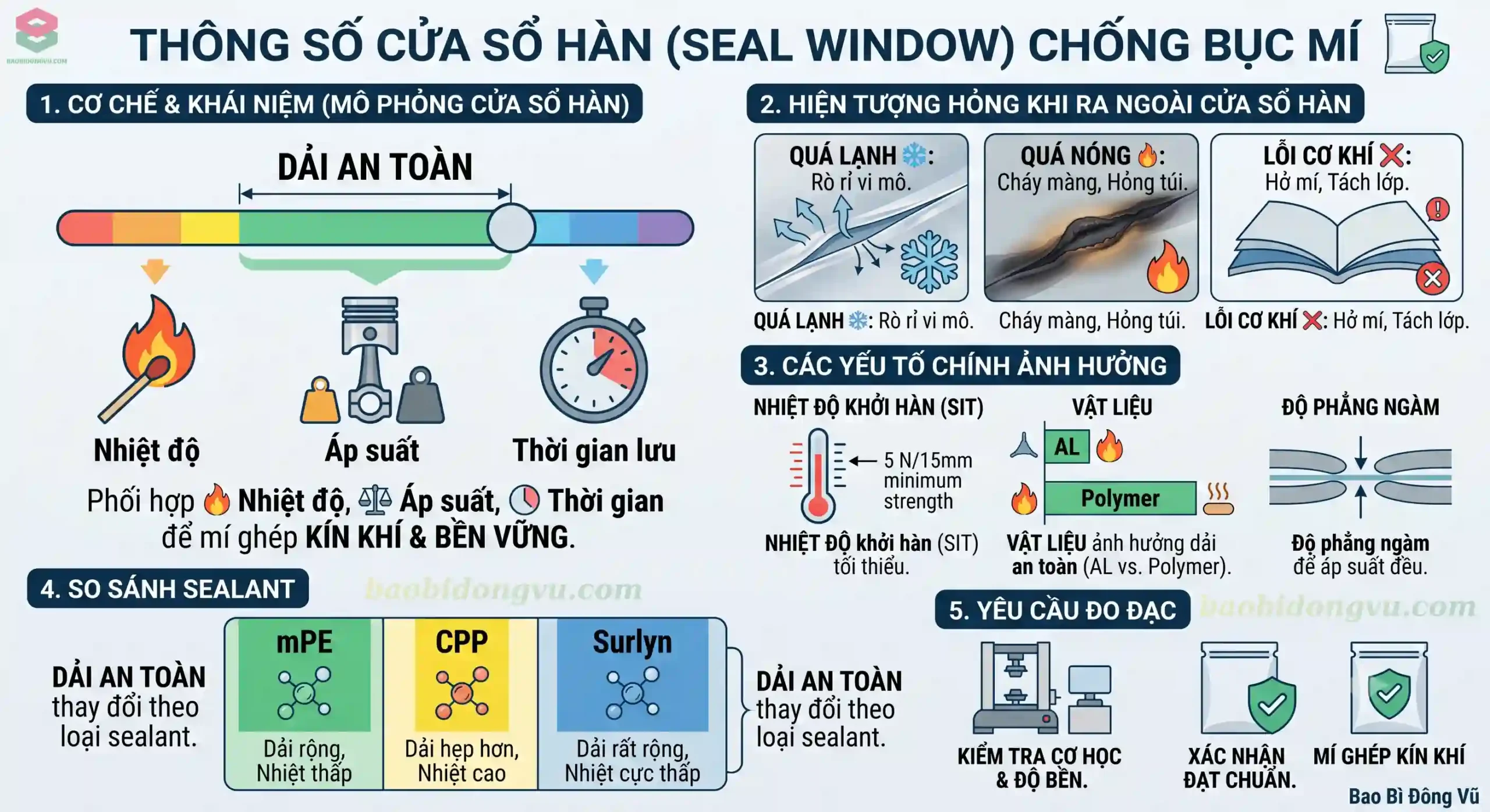 Ngàm nhiệt ép chảy định hình mí hàn dán bao bì nhựa
